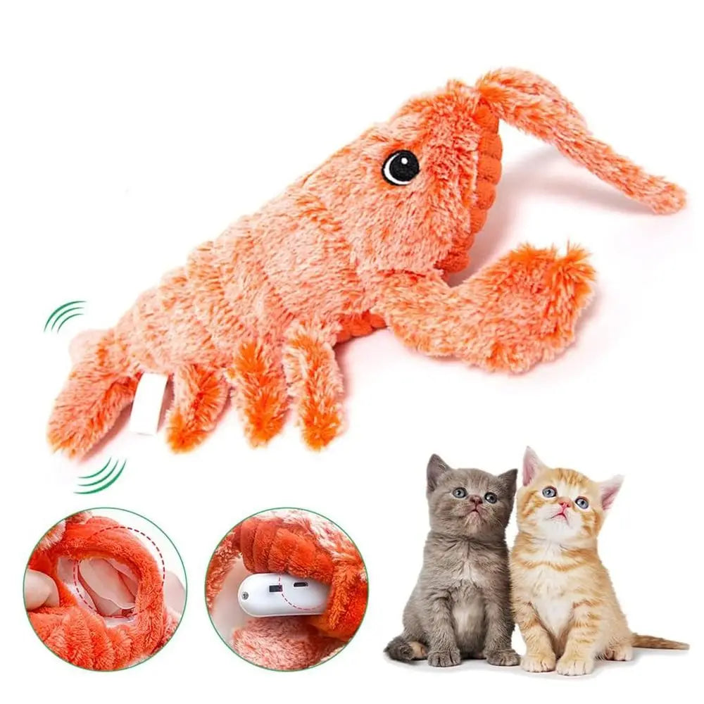 USB Charging Lobster Cats Toy Dancing Moving Washable Plush Electric Pet Toys Squeaky Automatic Dogs Interactive Toys Outdoor