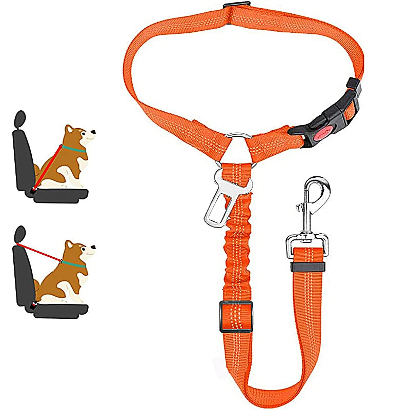 New Solid Two-In-One Dog Harness Pet Car Seat Belt Leash Backseat Safety Belt Adjustable for Kitten Dogs Collar Pet Accessories