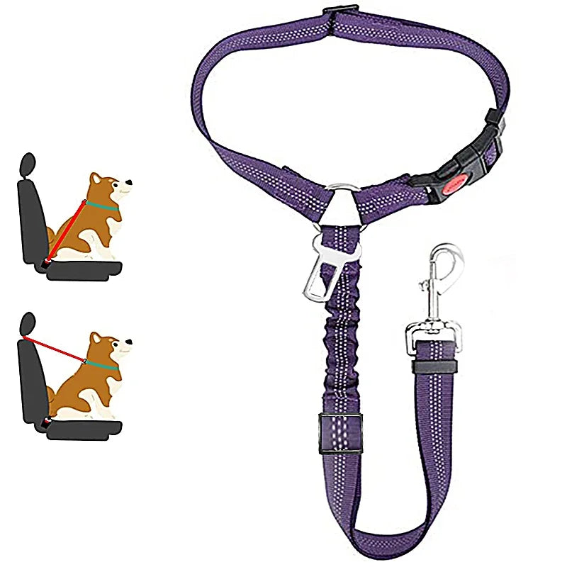 New Solid Two-In-One Dog Harness Pet Car Seat Belt Leash Backseat Safety Belt Adjustable for Kitten Dogs Collar Pet Accessories