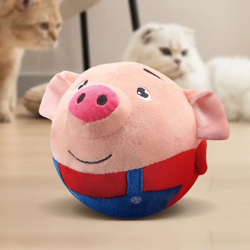 Music Vibration Bouncing Ball Bite Resistant Funny Interactive Squeaky Toys Talking Self-Moving for Small Medium Dogs