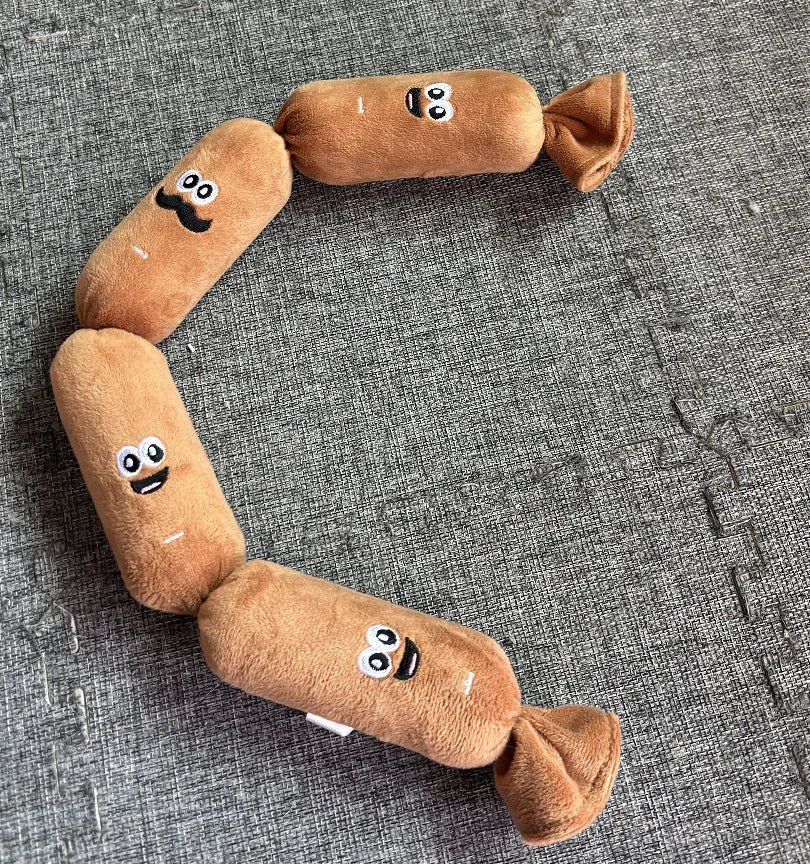 1Pc Dog Plush Chew Toy Teeth Cleaning Simulated Sausage Squeak with BB Sound Durable Puppy Toy Bite-Resistant Molar Dog Supplies