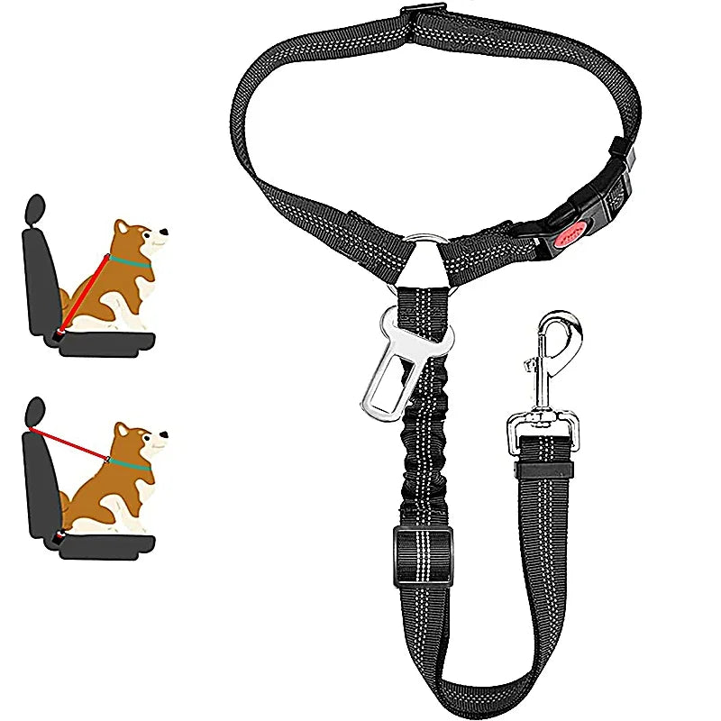 New Solid Two-In-One Dog Harness Pet Car Seat Belt Leash Backseat Safety Belt Adjustable for Kitten Dogs Collar Pet Accessories