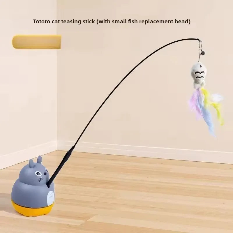 Cat Funny Cat Stick Steel Wire Long Pole Feather Cute Cat Toy Kitten Fishing Rotating Self-Pleasure Relief Pet Toy