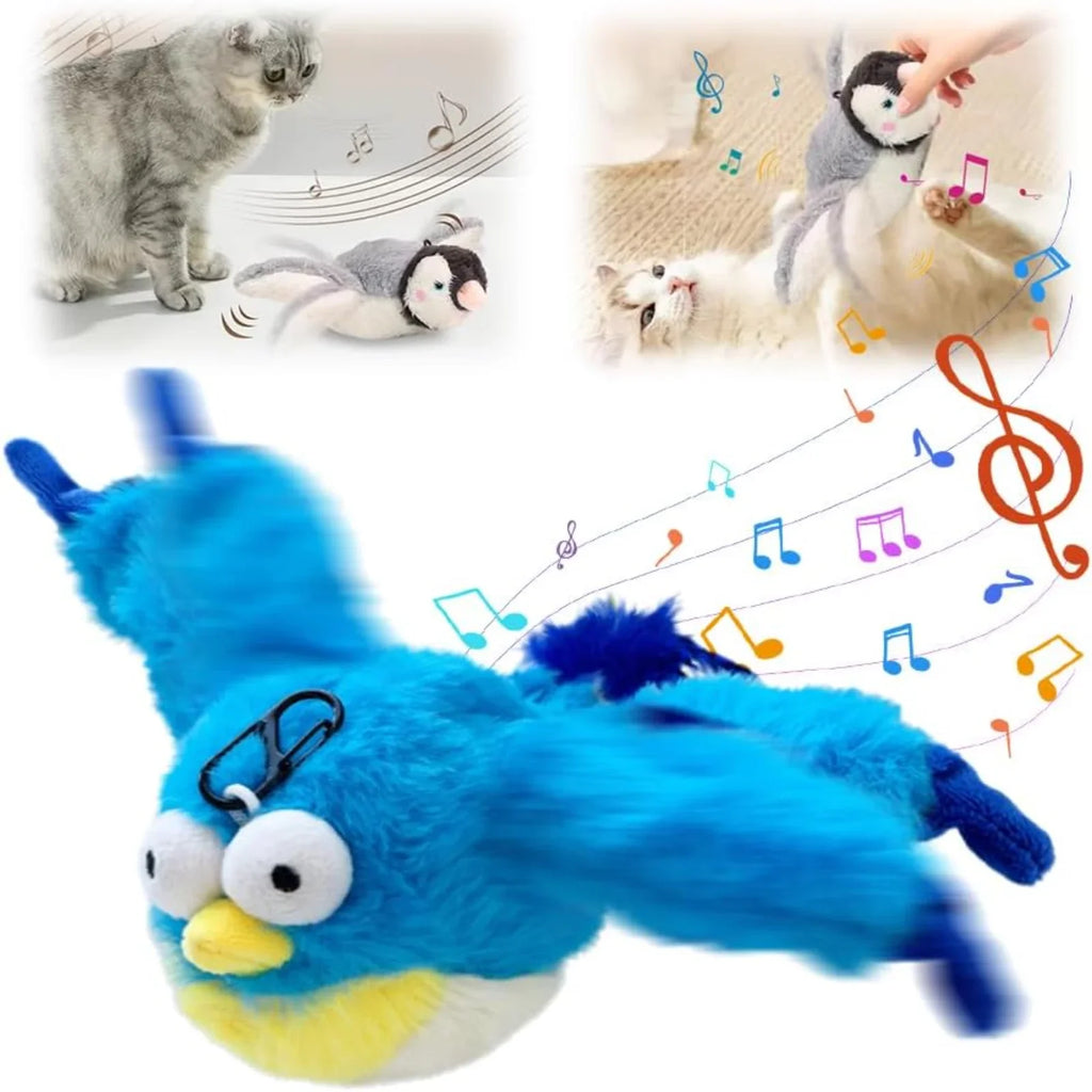 Cat Toys, Flapping Wings Penguin Toys, Vivid Chirping, Simulation Bird Interactive Cat Toy for Kitten Kitty Exercise, Plush Toys