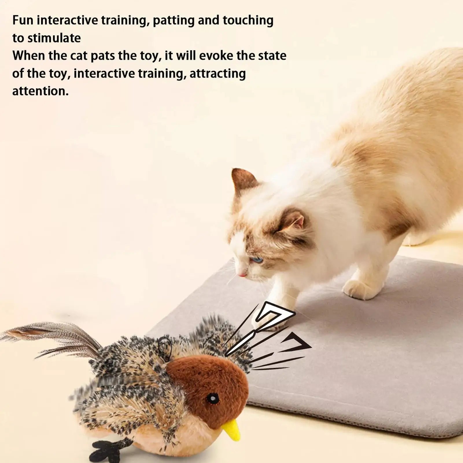 USB Rechargeable Cat Toy Flapping Bird Cat Toy 3 Levels Adjustable Remote Control USB Flapping Wings Cat Toy Chirping Cat Toy