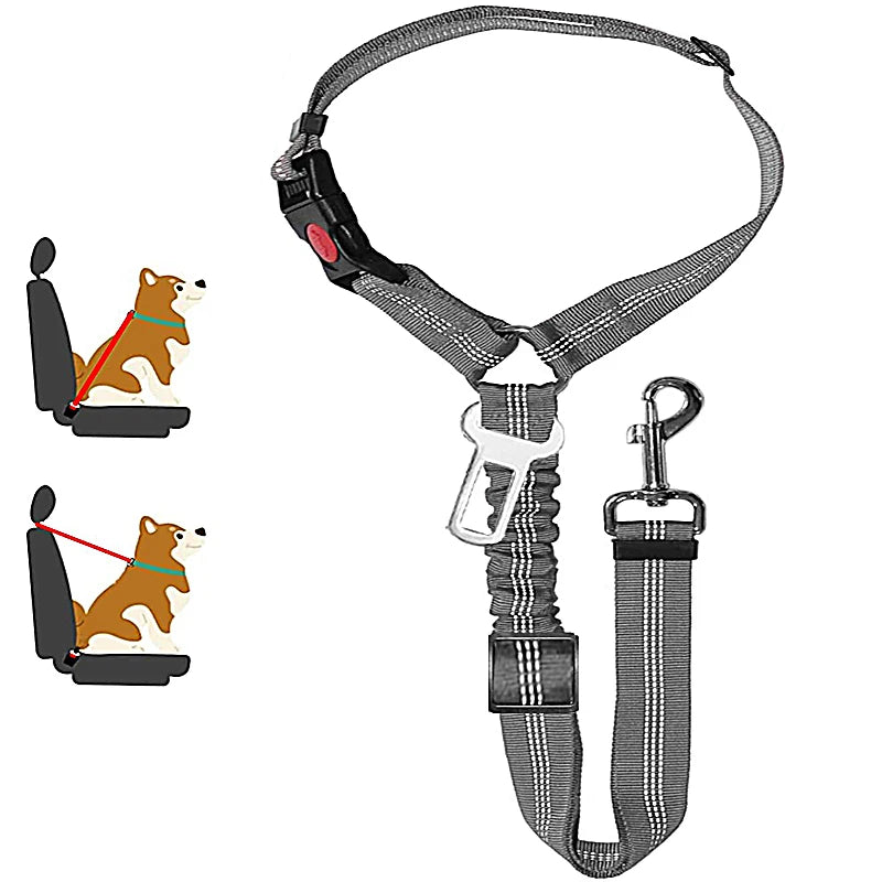 New Solid Two-In-One Dog Harness Pet Car Seat Belt Leash Backseat Safety Belt Adjustable for Kitten Dogs Collar Pet Accessories