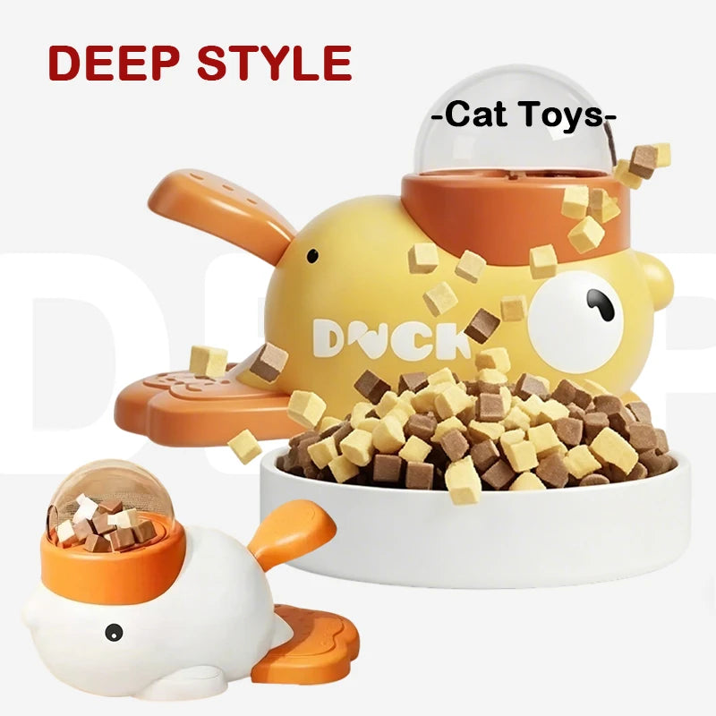 Dog 2-In-1 Interactive Toy Pet Automatic Food Treat Dispenser Cartoon Duck Design Slow Food Pet Snack Feeder for Dog Training