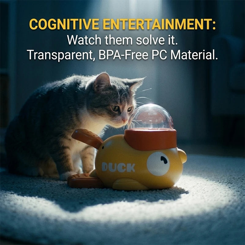 Dog 2-In-1 Interactive Toy Pet Automatic Food Treat Dispenser Cartoon Duck Design Slow Food Pet Snack Feeder for Dog Training