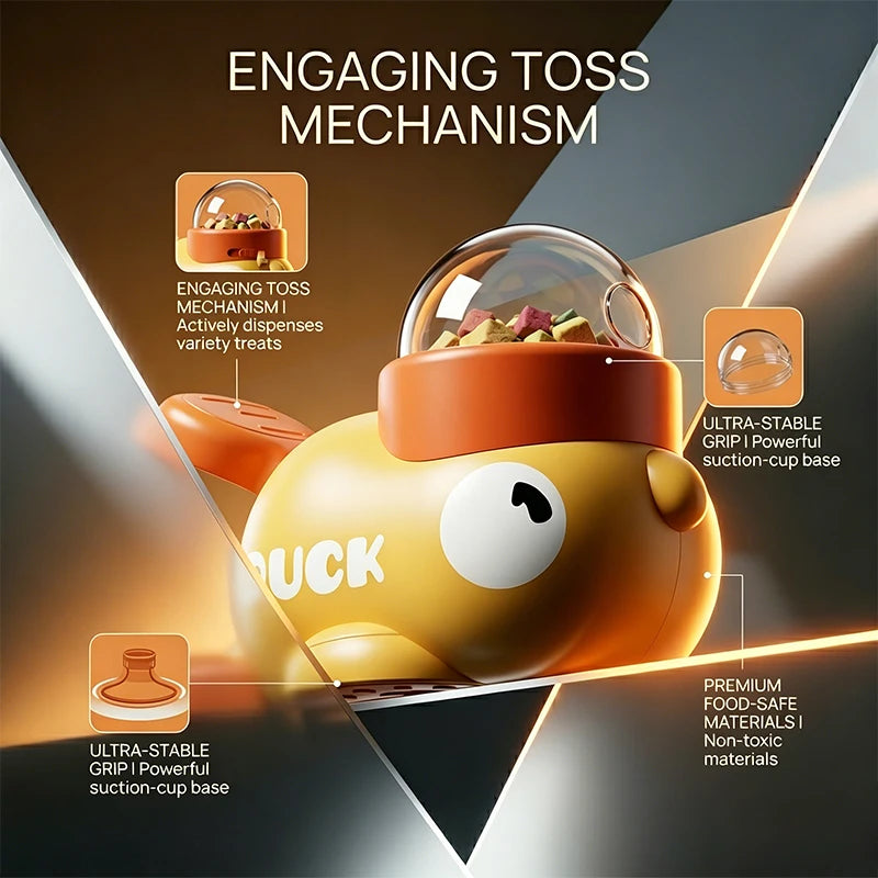 Dog 2-In-1 Interactive Toy Pet Automatic Food Treat Dispenser Cartoon Duck Design Slow Food Pet Snack Feeder for Dog Training