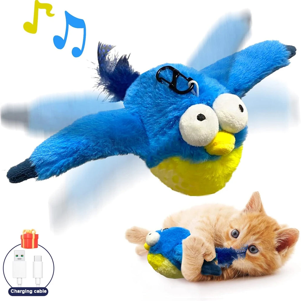 Cat Toys, Flapping Wings Penguin Toys, Vivid Chirping, Simulation Bird Interactive Cat Toy for Kitten Kitty Exercise, Plush Toys