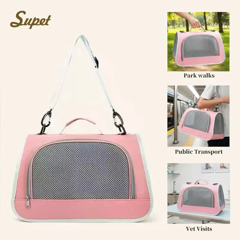 Foldable Cat Pet Carrier Backpack: Large Capacity, Portable, Breathable, for Travel and Car Outings with Your Dog or Cat