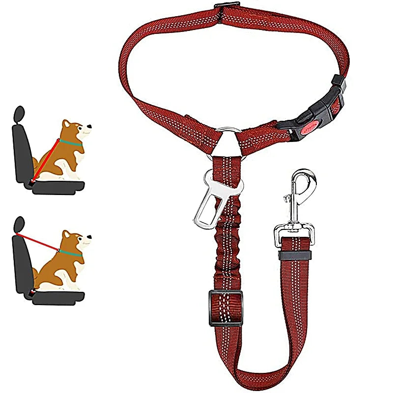 New Solid Two-In-One Dog Harness Pet Car Seat Belt Leash Backseat Safety Belt Adjustable for Kitten Dogs Collar Pet Accessories