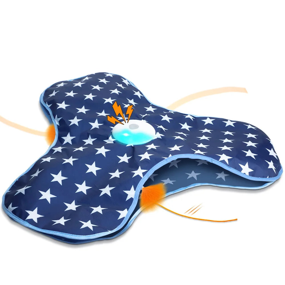 Smart Cat Toys Interactive Hide and Seek Cat Toy with Mouse Squeaky Motion Activated Moving Concealed Feathers Kitten Teaser Toy
