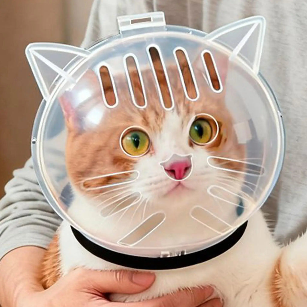 Cat Head Cover Anti-Biting Transparent Cat Hood Breathable Cat Bubble Muzzle for Pets Bathing Shedding Nail Trimming Behavior