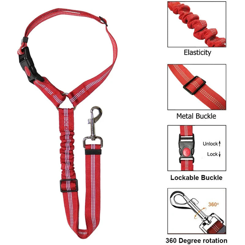 New Solid Two-In-One Dog Harness Pet Car Seat Belt Leash Backseat Safety Belt Adjustable for Kitten Dogs Collar Pet Accessories