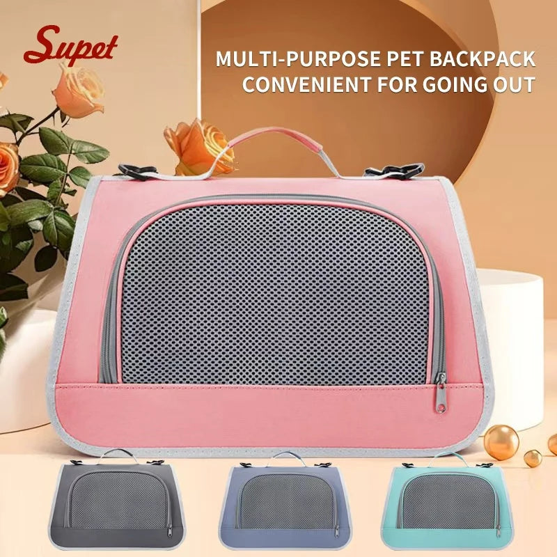 Foldable Cat Pet Carrier Backpack: Large Capacity, Portable, Breathable, for Travel and Car Outings with Your Dog or Cat