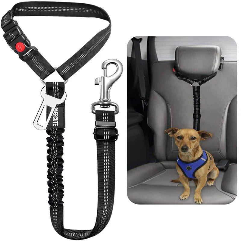 New Solid Two-In-One Dog Harness Pet Car Seat Belt Leash Backseat Safety Belt Adjustable for Kitten Dogs Collar Pet Accessories