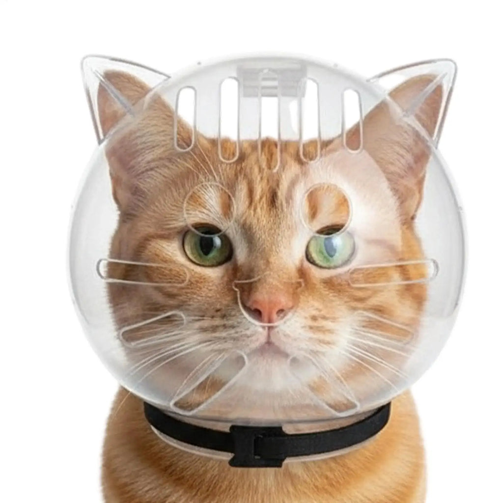 Cat Head Cover Anti-Biting Transparent Cat Hood Breathable Cat Bubble Muzzle for Pets Bathing Shedding Nail Trimming Behavior