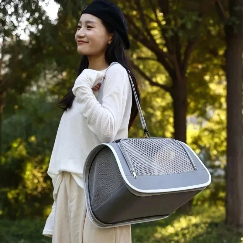 Foldable Cat Pet Carrier Backpack: Large Capacity, Portable, Breathable, for Travel and Car Outings with Your Dog or Cat