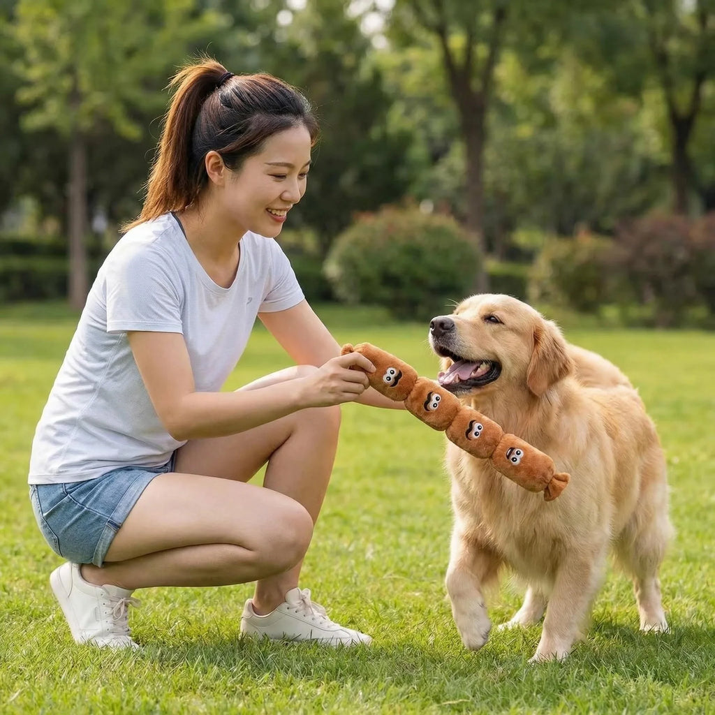 1Pc Dog Plush Chew Toy Teeth Cleaning Simulated Sausage Squeak with BB Sound Durable Puppy Toy Bite-Resistant Molar Dog Supplies