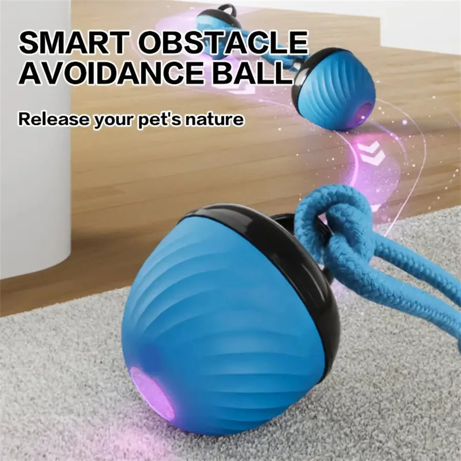 Interactive Smart Dog Balls Toys Sport Bite Resistant USB Charging Tail Rope Mobile Ball with Light Barking for Small/Medium Dog