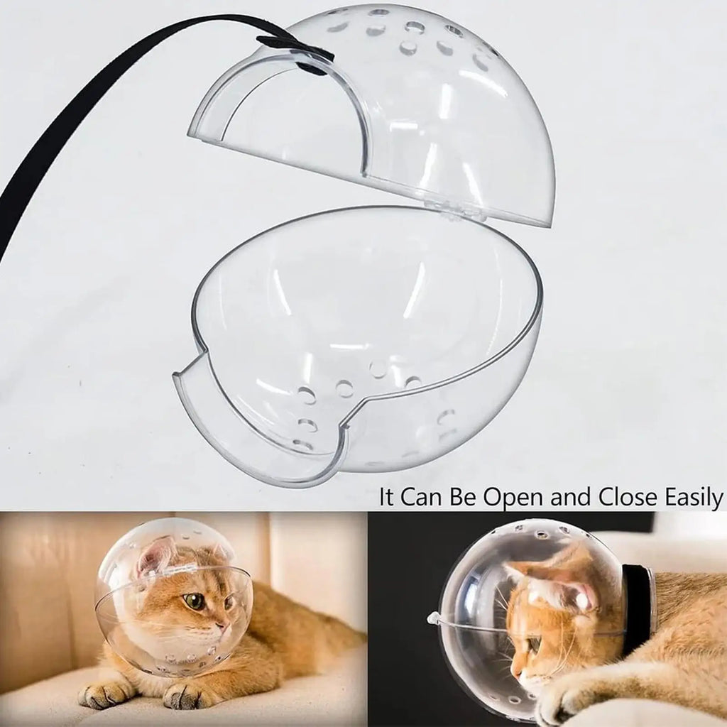 Cat Head Cover Anti-Biting Transparent Cat Hood Breathable Cat Bubble Muzzle for Pets Bathing Shedding Nail Trimming Behavior