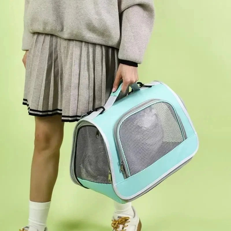 Foldable Cat Pet Carrier Backpack: Large Capacity, Portable, Breathable, for Travel and Car Outings with Your Dog or Cat