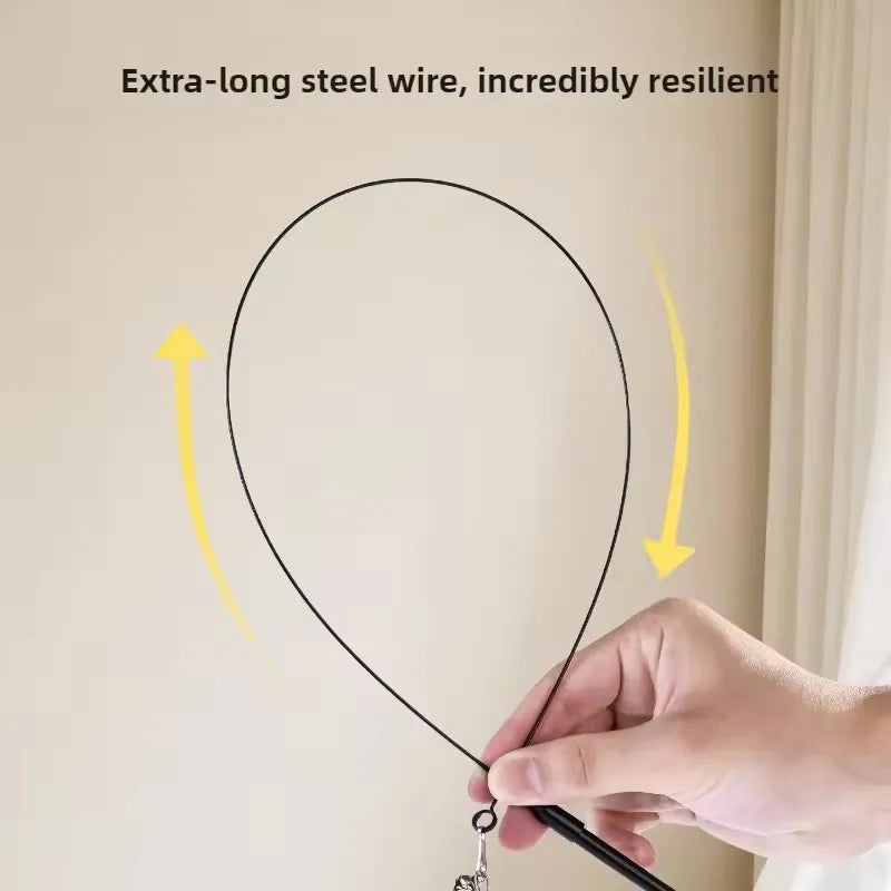 Cat Funny Cat Stick Steel Wire Long Pole Feather Cute Cat Toy Kitten Fishing Rotating Self-Pleasure Relief Pet Toy
